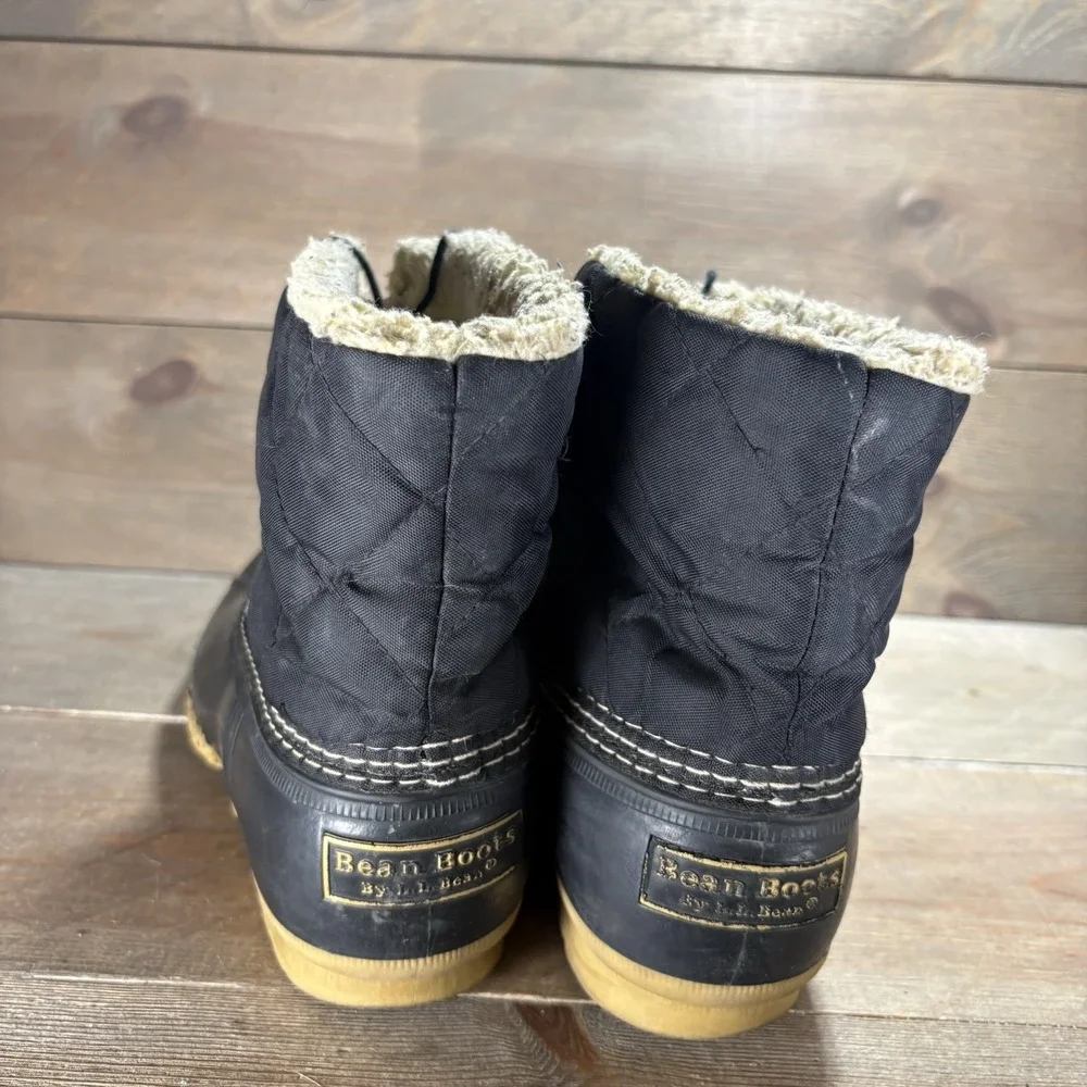 ll bean duck boots womens size 9 shoes black quilted sherpa winter hunting